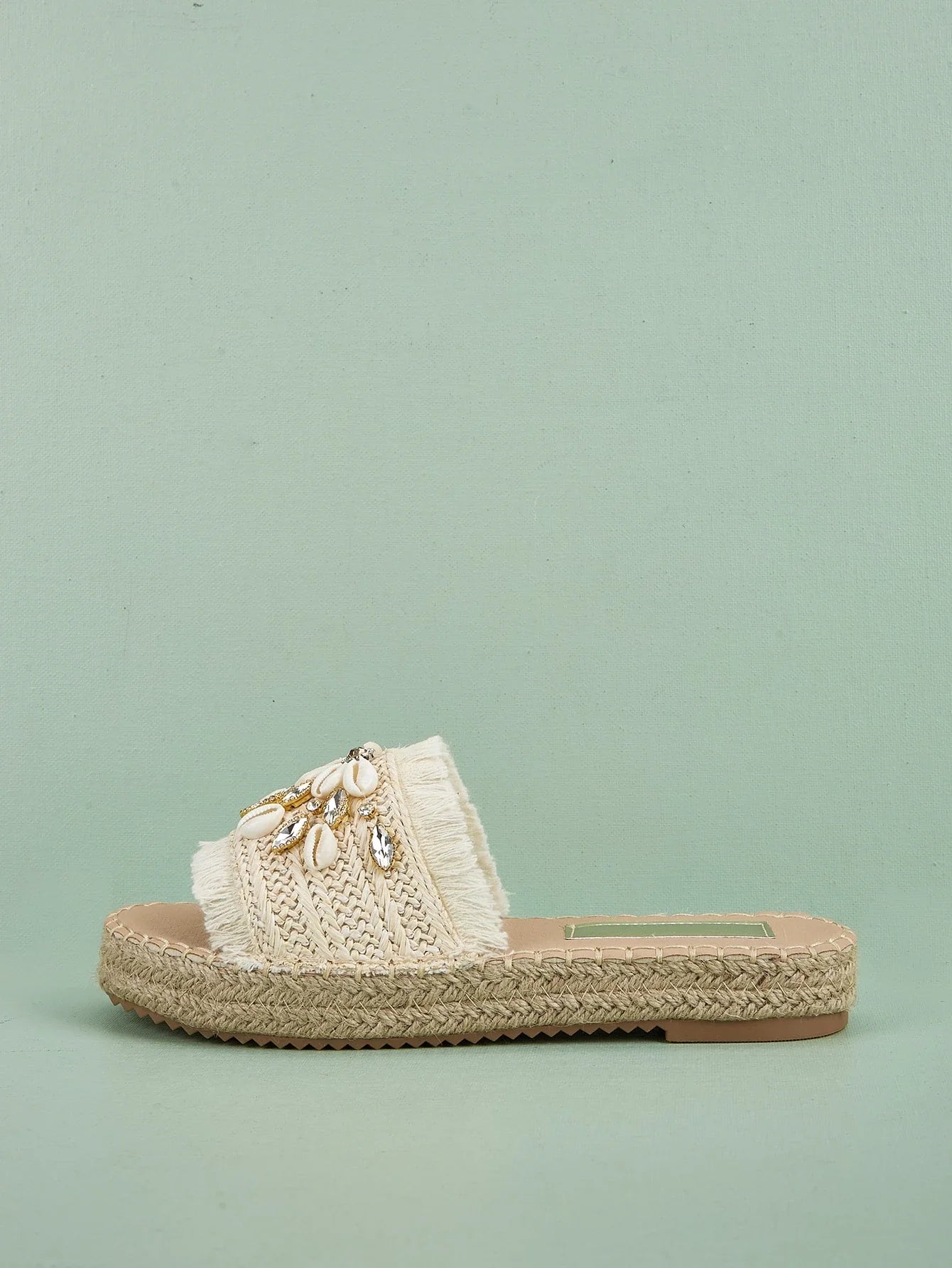 Women's Comfortable Shell Tassel Strap Flat Slip-On Sandals