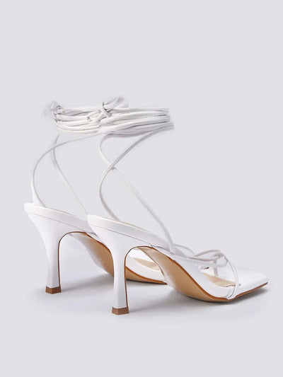 Women's Apricot Clip Toe Ankle Straps Thin High Heel Sandals