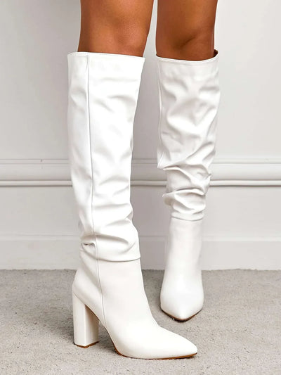 Women's Classic Black Faux Deer Suede Knee High Boots
