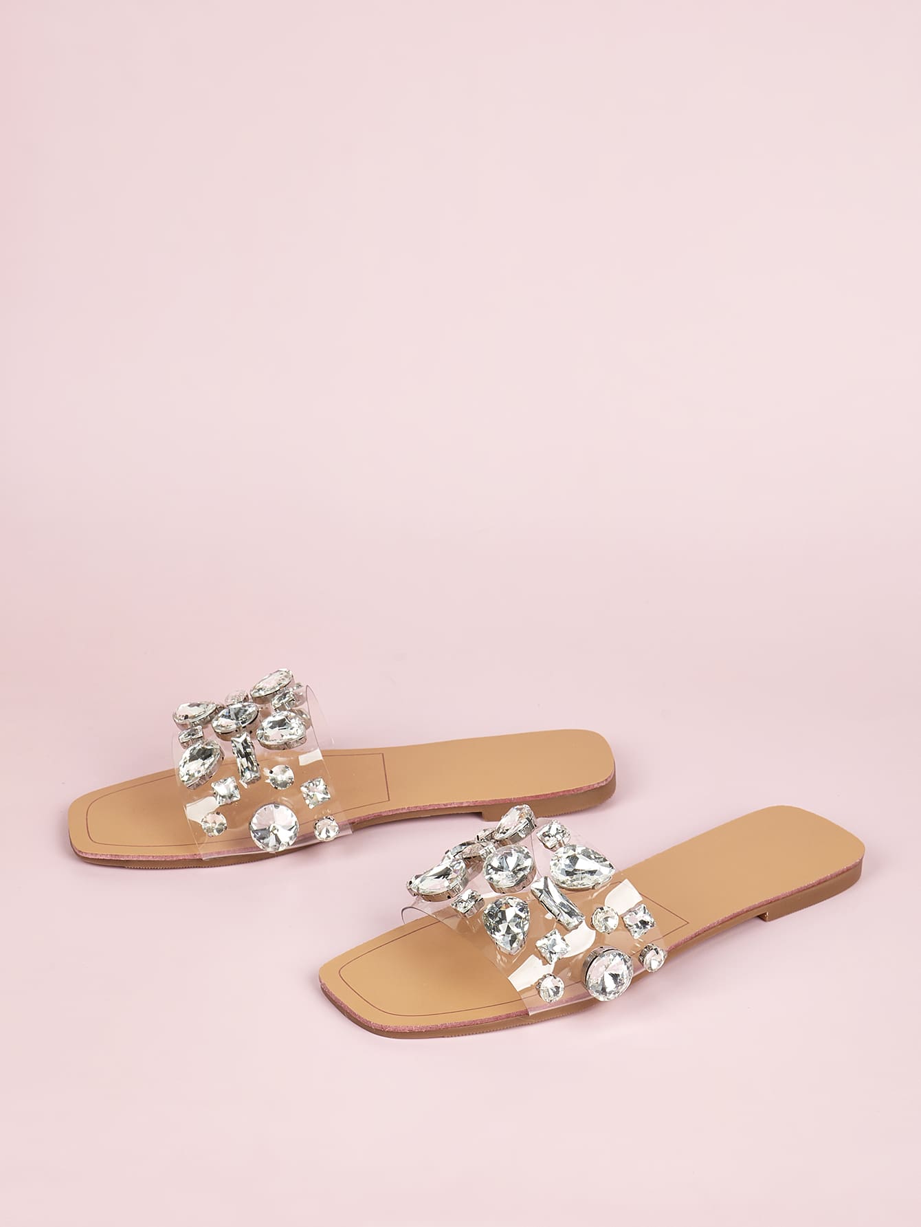 Women Gemstone Decor Slide Sandals