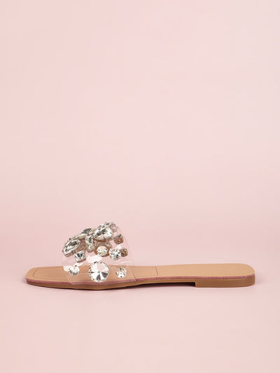 Women Gemstone Decor Slide Sandals