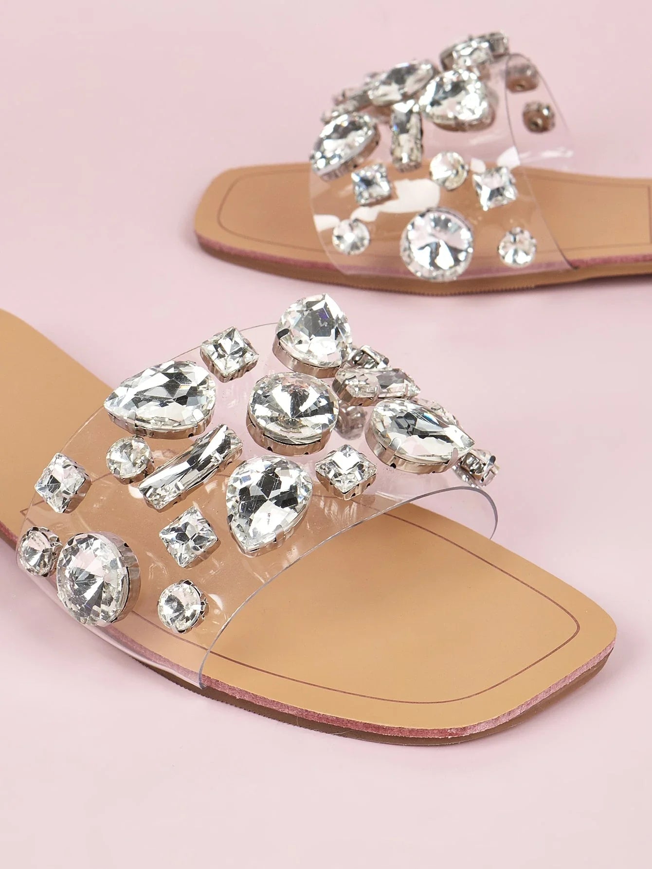 Women Gemstone Decor Slide Sandals
