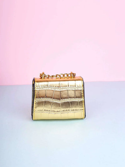 Waterproof,Lightweight,Business Casual Mini Metallic Crocodile Embossed Square Bag
