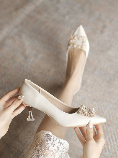 Faux Pearl Decor Court Pumps