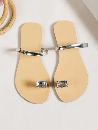 Rhinestone Decor Toe Ring Thong Sandals