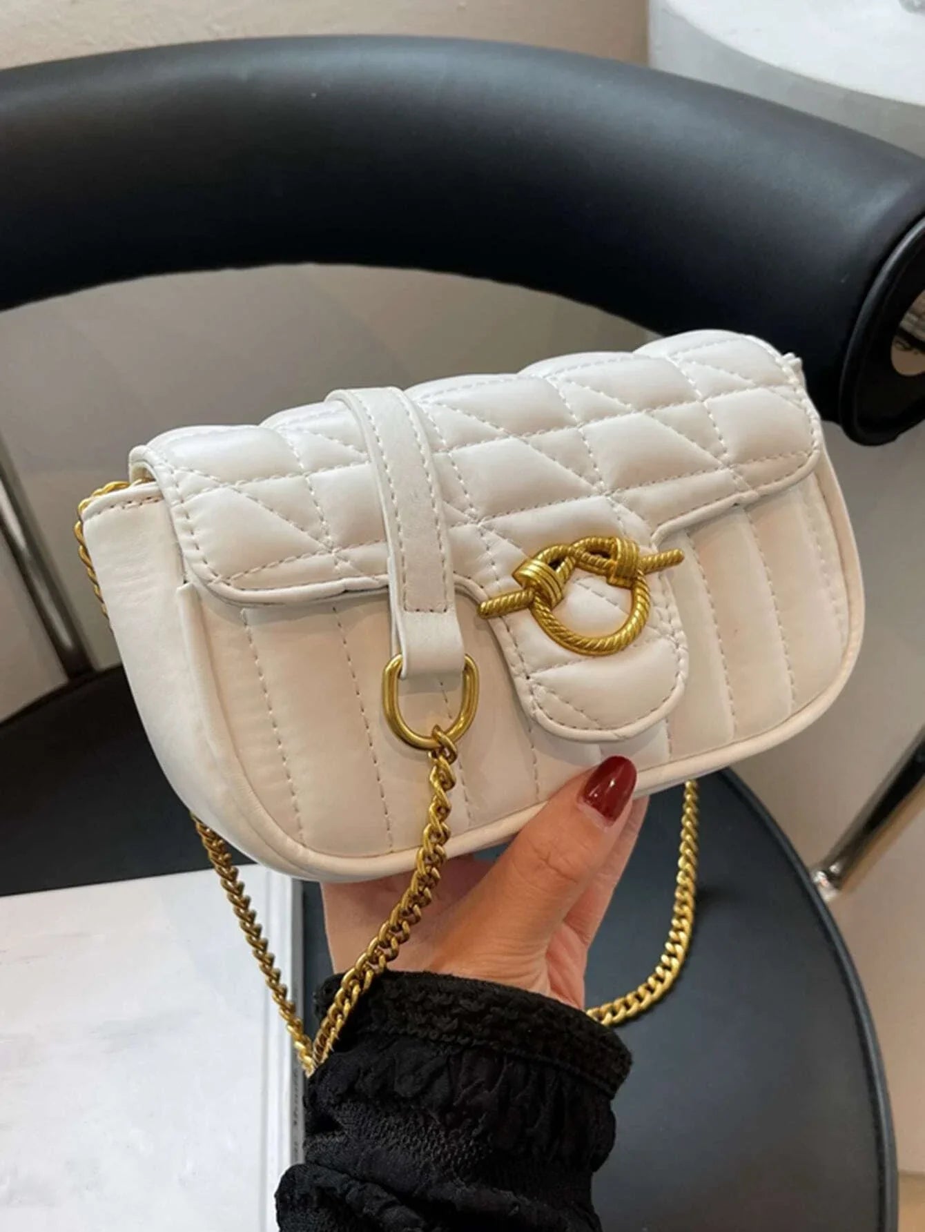 Lightweight,Business Casual Mini Quilted Flap Chain Square Bag