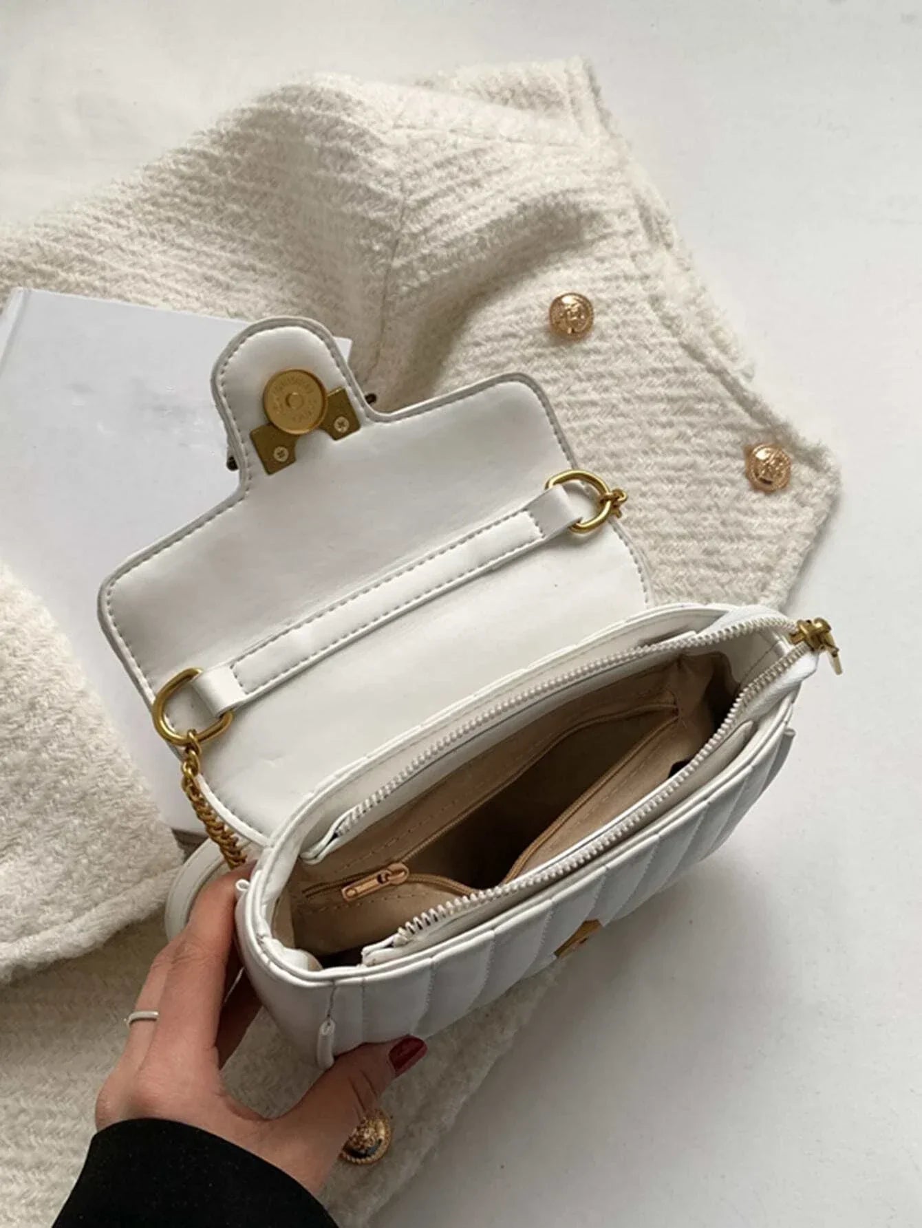 Lightweight,Business Casual Mini Quilted Flap Chain Square Bag