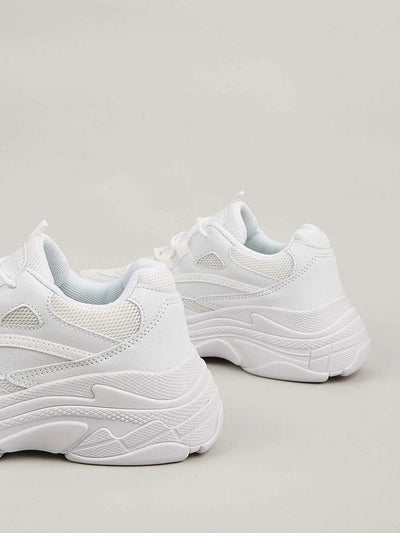 Mesh Panel Lace-Up Front Chunky Sneakers