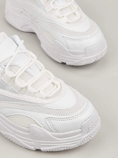 Mesh Panel Lace-Up Front Chunky Sneakers