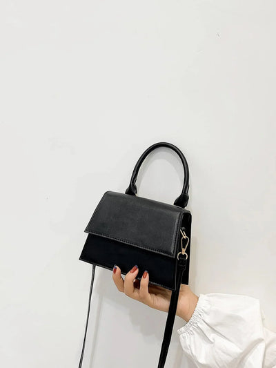 Fashionable Solid Color Flap Mini Handbag