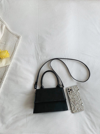 Fashionable Solid Color Flap Mini Handbag