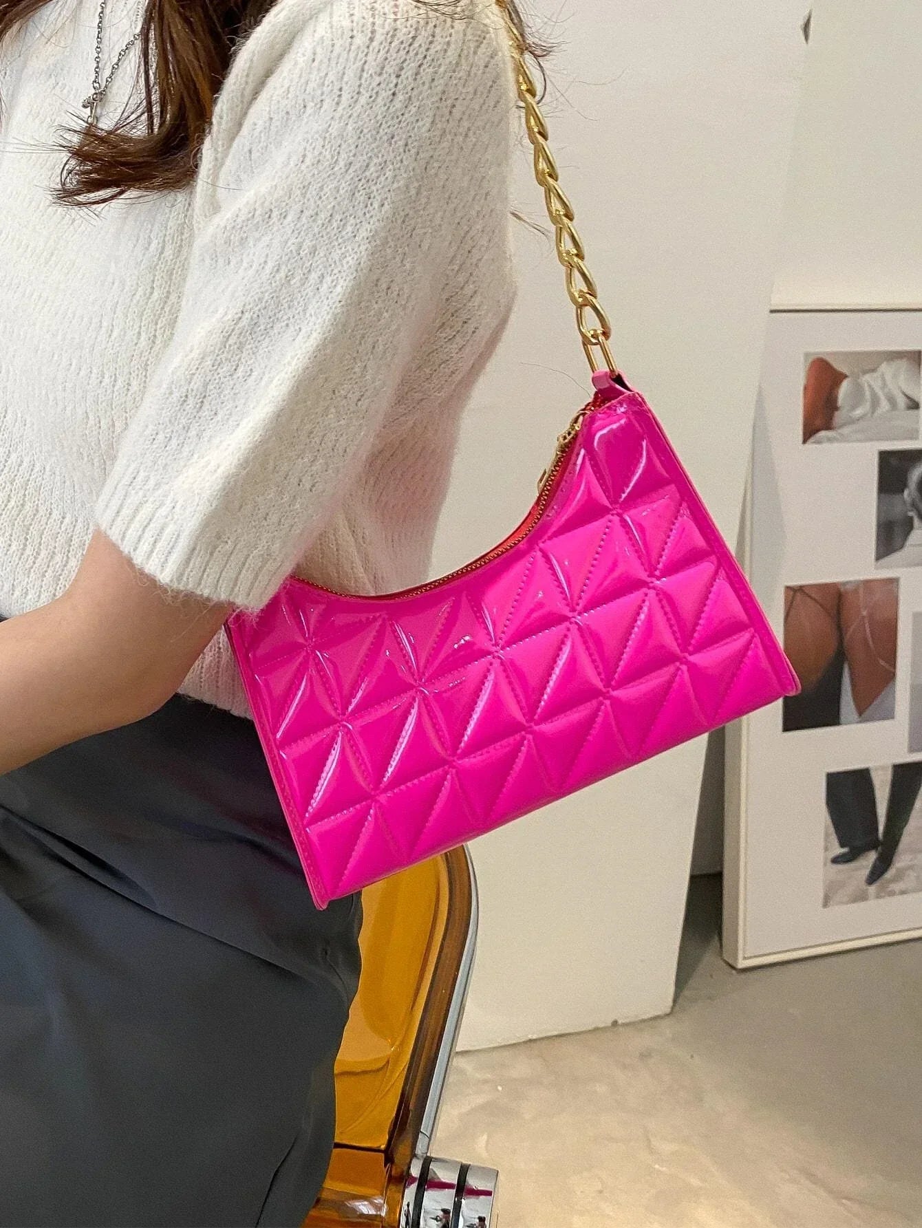Quilted Detail Chain Bag