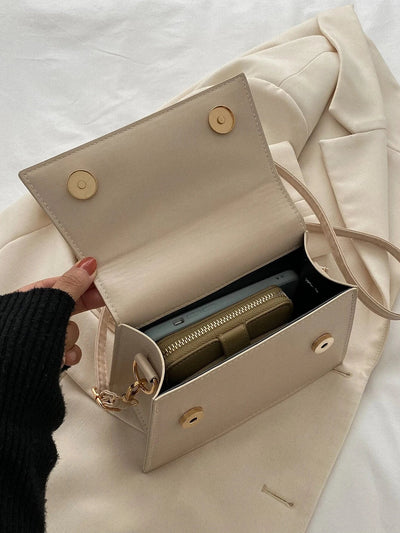 Fashionable Solid Color Flap Mini Handbag