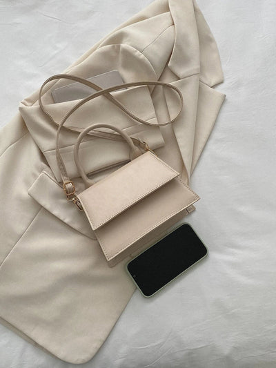 Fashionable Solid Color Flap Mini Handbag