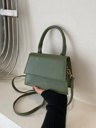 Fashionable Solid Color Flap Mini Handbag