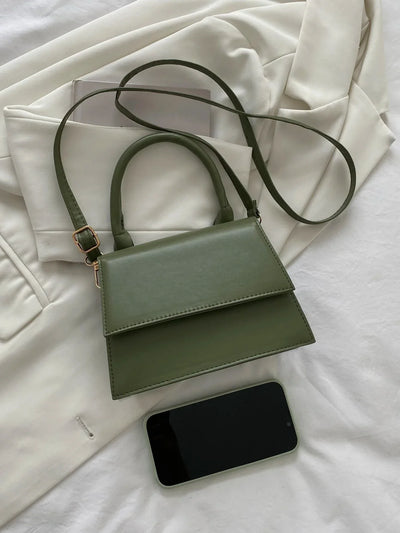 Fashionable Solid Color Flap Mini Handbag