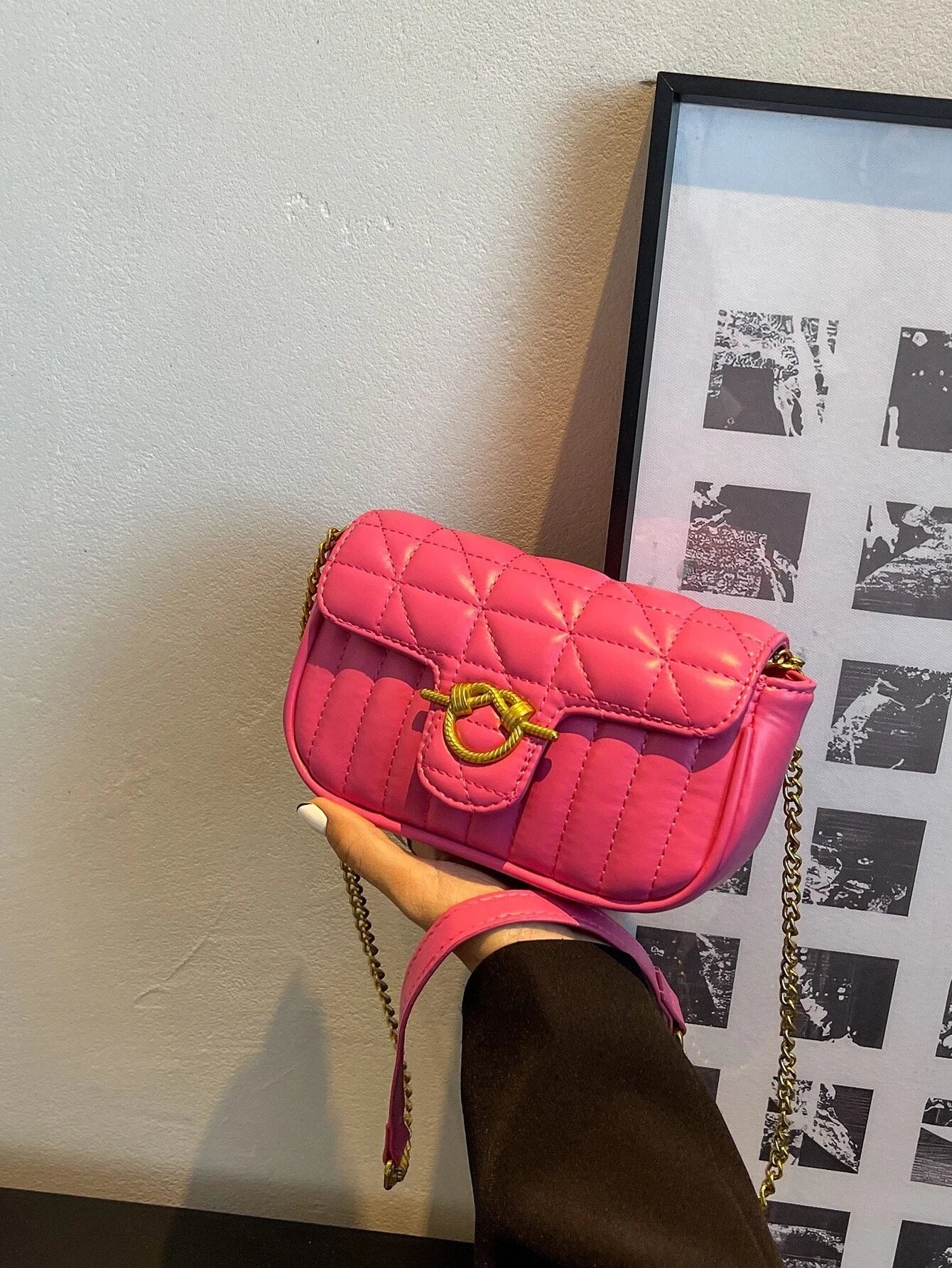 Lightweight,Business Casual Mini Quilted Flap Chain Square Bag