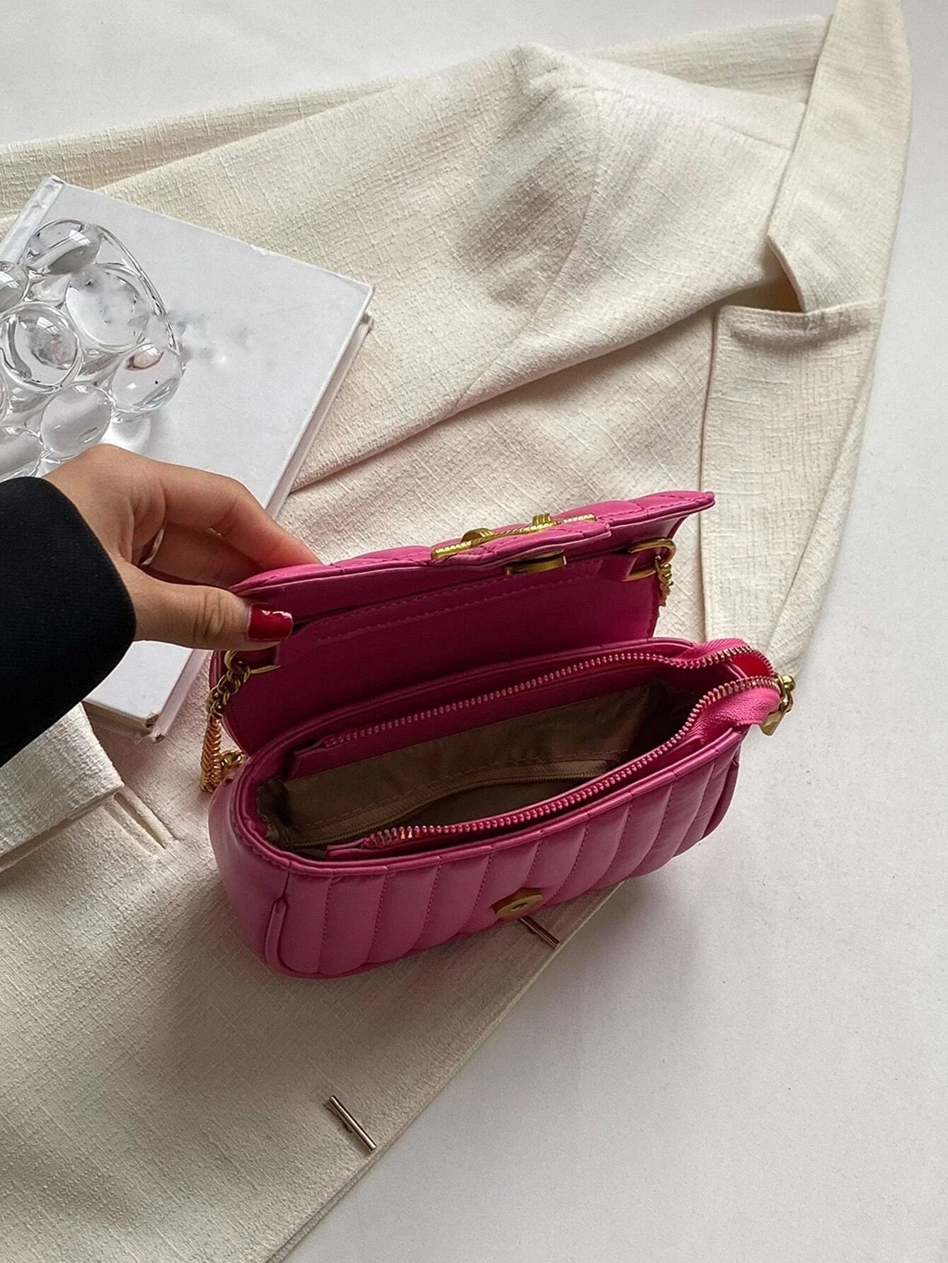Lightweight,Business Casual Mini Quilted Flap Chain Square Bag