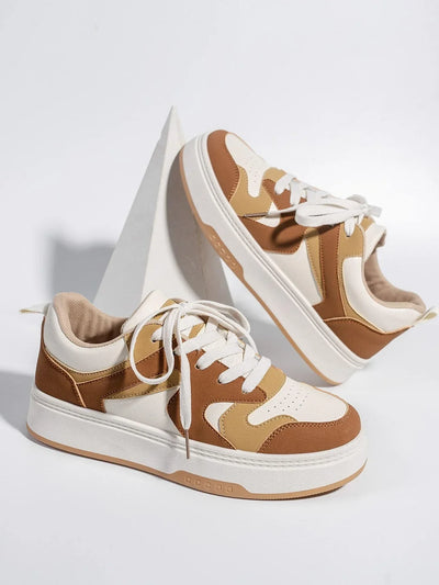 Women Colorblock Lace-Up Front Skate Shoes