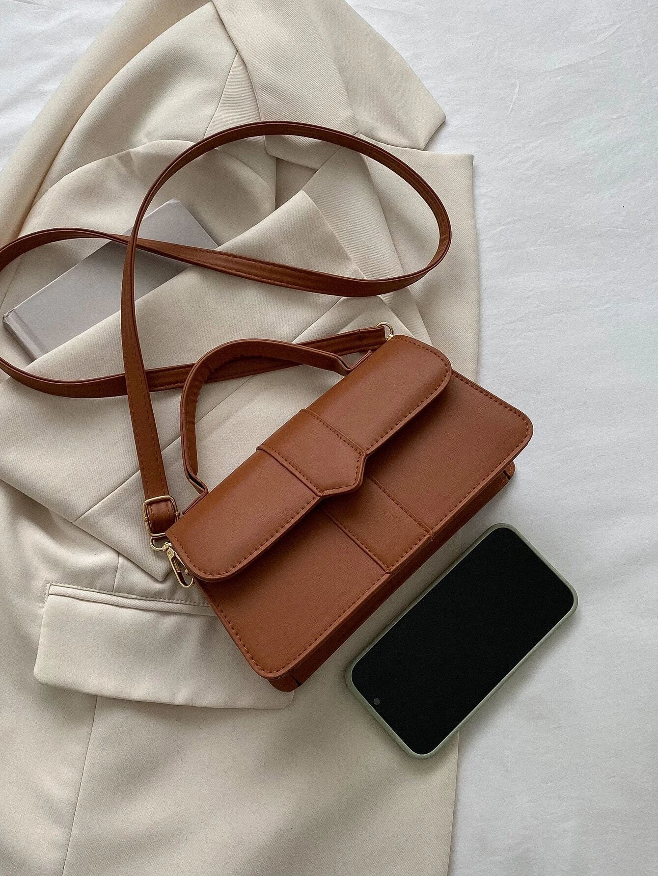Minimalist Top Handle Flap Square Bag