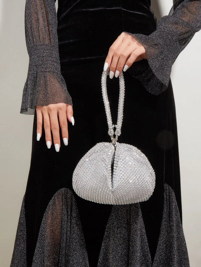 Mini Evening Bag With Crystal Decor, Ladies Party Elegant Clutch Purse Handbag For Cosmetic & Daily Use
