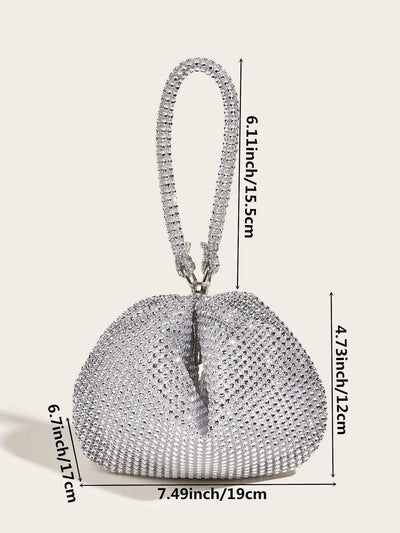 Mini Evening Bag With Crystal Decor, Ladies Party Elegant Clutch Purse Handbag For Cosmetic & Daily Use