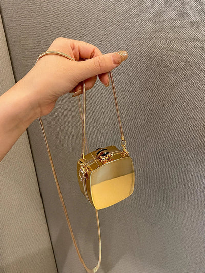 Mini Metallic Chain Box Bag, Funky, Punk & Bag For Street Wear