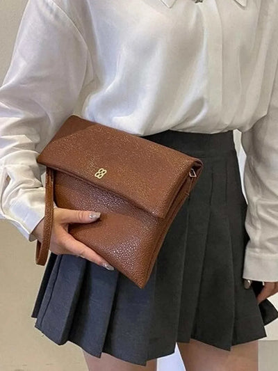 Fashionable,Minimalist,Casual,Litchi Embossed Flap Square Bag For Girl