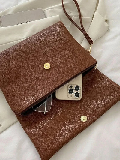 Fashionable,Minimalist,Casual,Litchi Embossed Flap Square Bag For Girl
