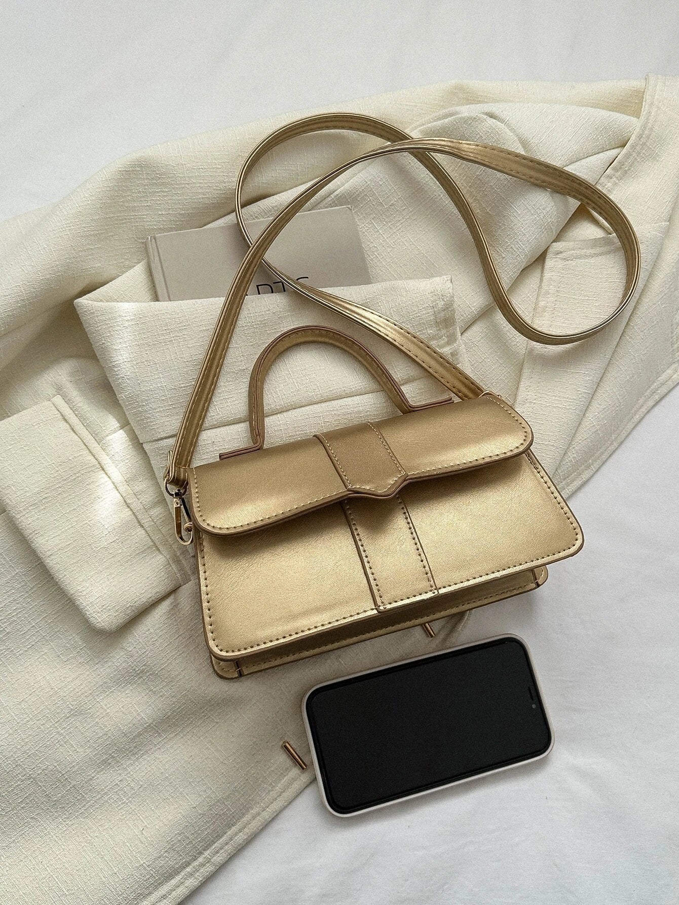 Minimalist Top Handle Flap Square Bag