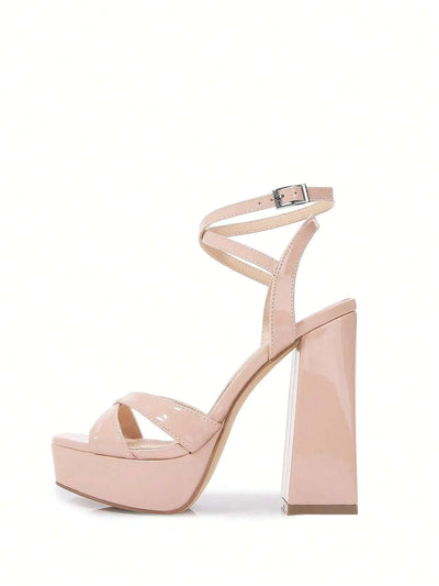 McKoine Women Minimalist Chunky Heeled Ankle Strap Sandals