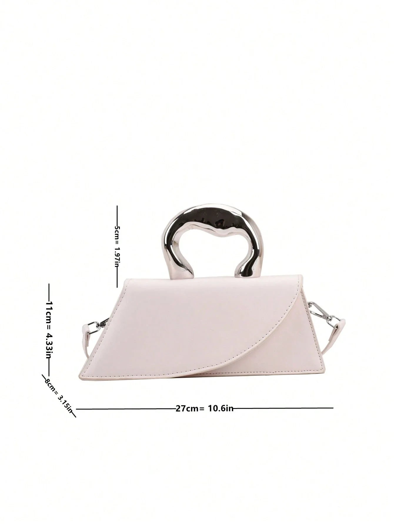 Medium Flap Bag Metal Handle Elegant Niche Design Satchel Bag