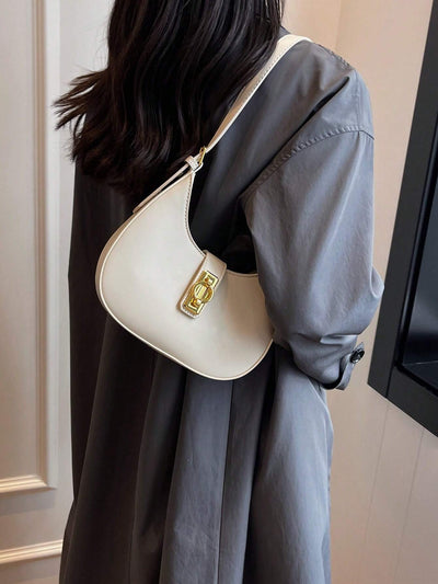 1PC black buckle single shoulder bag underarm crescent bag with long shoulder strap zipper crossbody bag