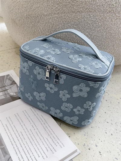 Floral Pattern Makeup Bag Top Handle Zip Around
