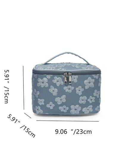 Floral Pattern Makeup Bag Top Handle Zip Around