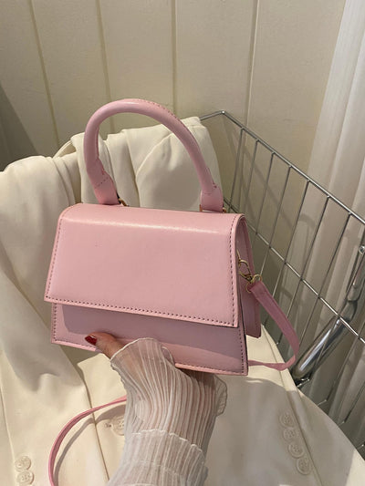 Fashionable Solid Color Flap Mini Handbag