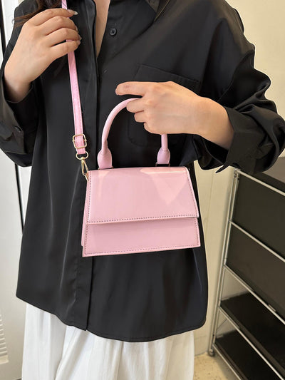 Fashionable Solid Color Flap Mini Handbag