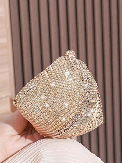 Mini Evening Bag With Crystal Decor, Ladies Party Elegant Clutch Purse Handbag For Cosmetic & Daily Use