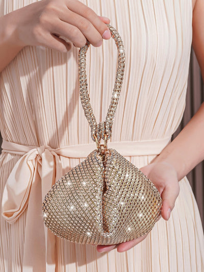 Mini Evening Bag With Crystal Decor, Ladies Party Elegant Clutch Purse Handbag For Cosmetic & Daily Use