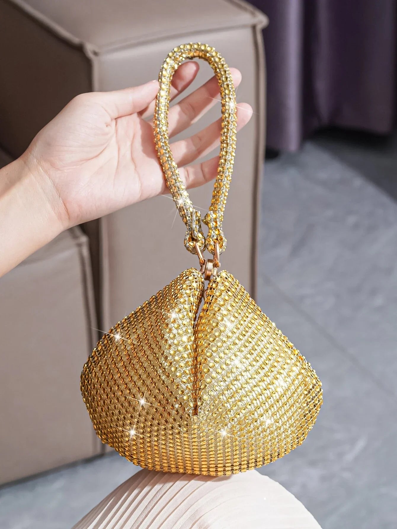 Mini Evening Bag With Crystal Decor, Ladies Party Elegant Clutch Purse Handbag For Cosmetic & Daily Use