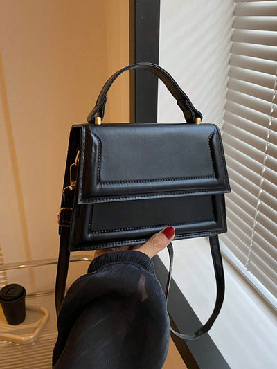 Fashionable Solid Color Flap Mini Handbag