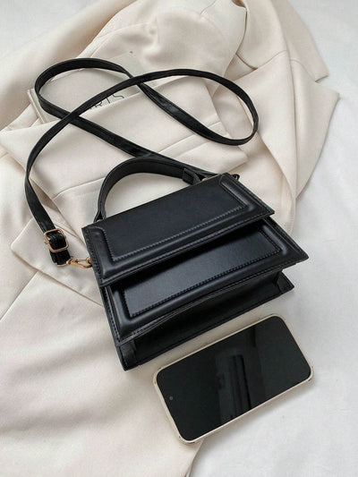 Fashionable Solid Color Flap Mini Handbag