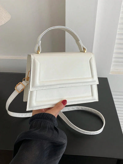 Fashionable Solid Color Flap Mini Handbag