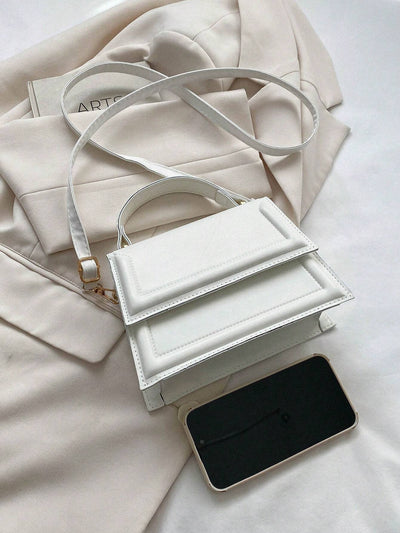 Fashionable Solid Color Flap Mini Handbag