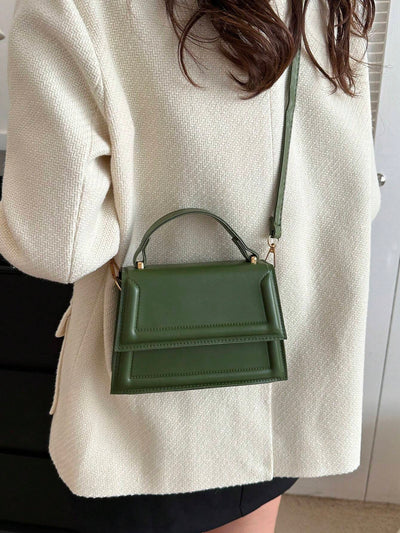Fashionable Solid Color Flap Mini Handbag