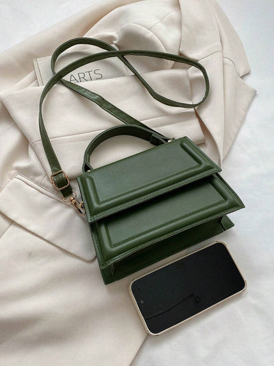Fashionable Solid Color Flap Mini Handbag