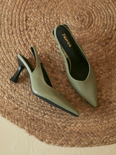 High-heeled Women's Shoes, Pointed Toe, Thin Heels, Shallow Mouth, Stone Pattern, Hollow Out, Ankle Strap, Pumps