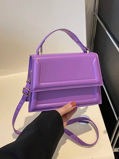 Fashionable Solid Color Flap Mini Handbag