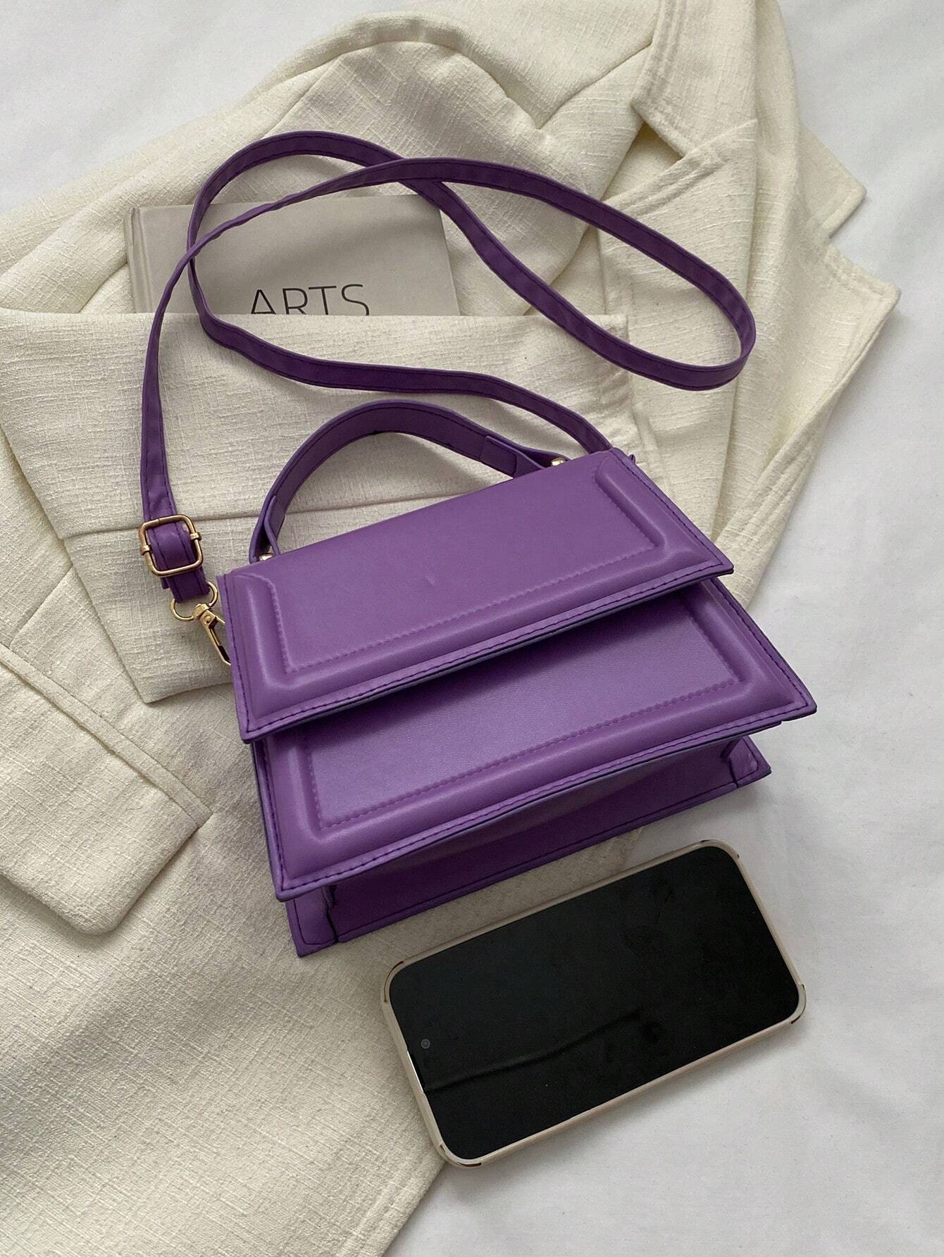 Fashionable Solid Color Flap Mini Handbag