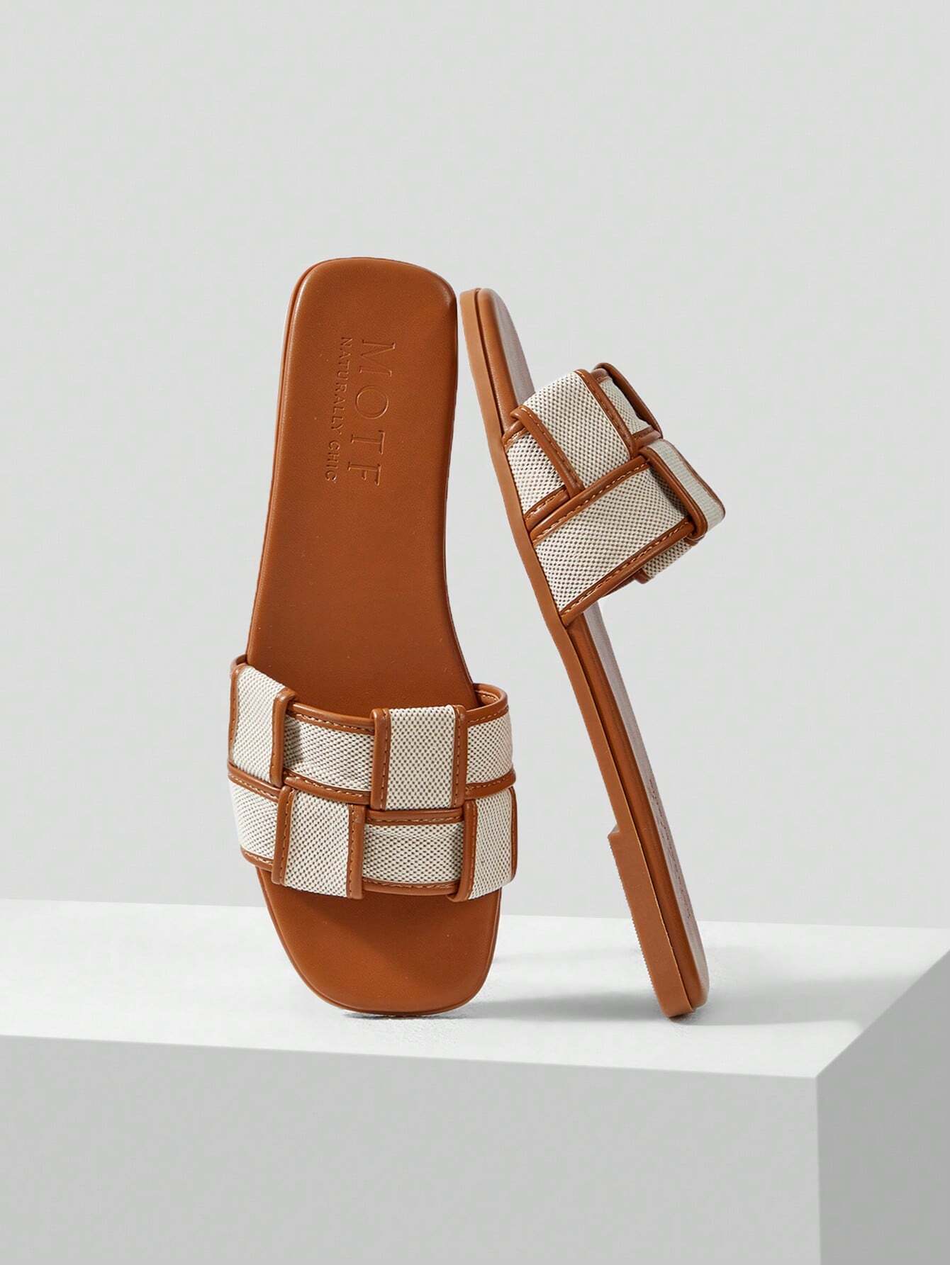 MOTF PREMIUM WOVEN DESIGN SQUARE TOE FLAT SANDALS